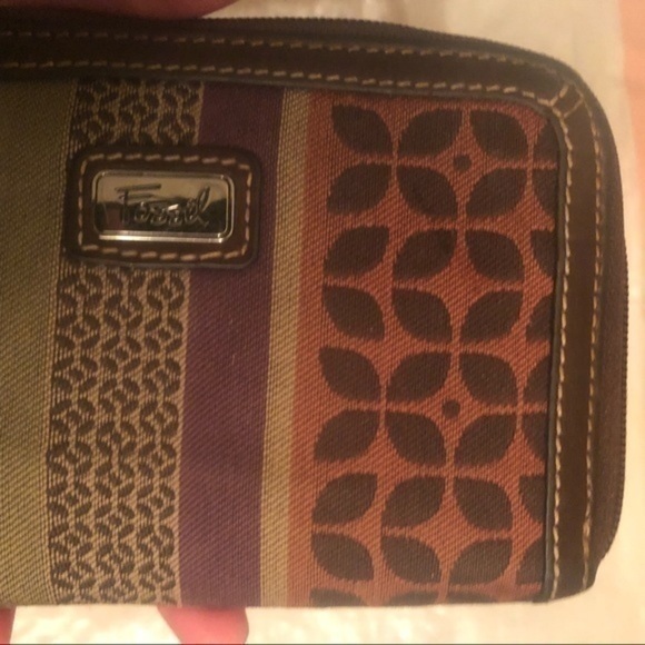 Fossil multicolor striped wristlet bag